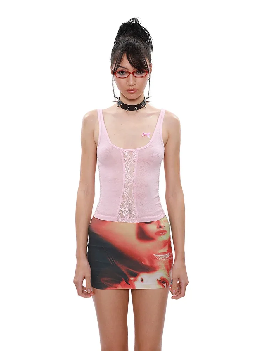 Portrait Printed Mini Skirt