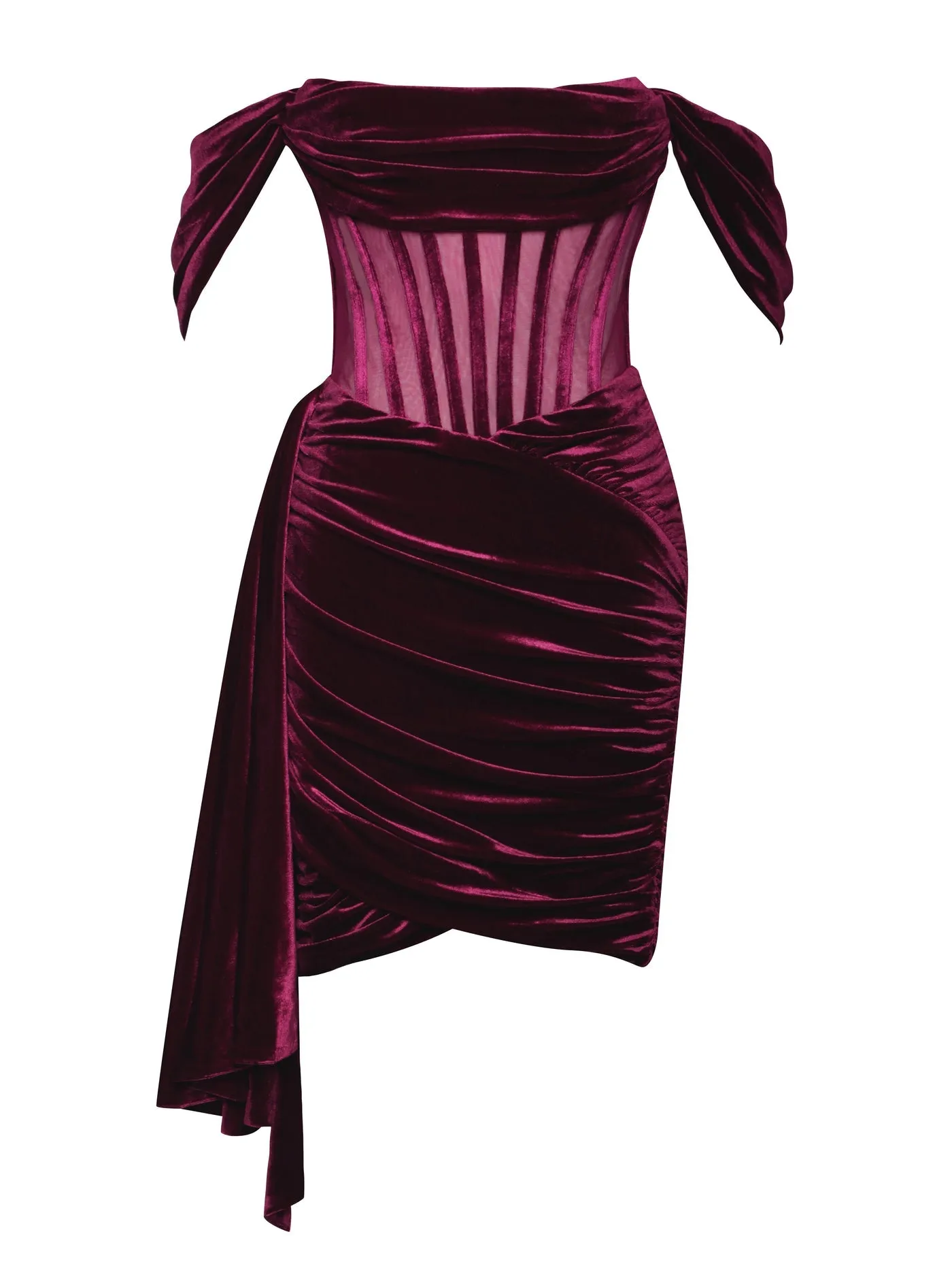 PRE-ORDER Valentina Velvet Corset Dress x Burgundy