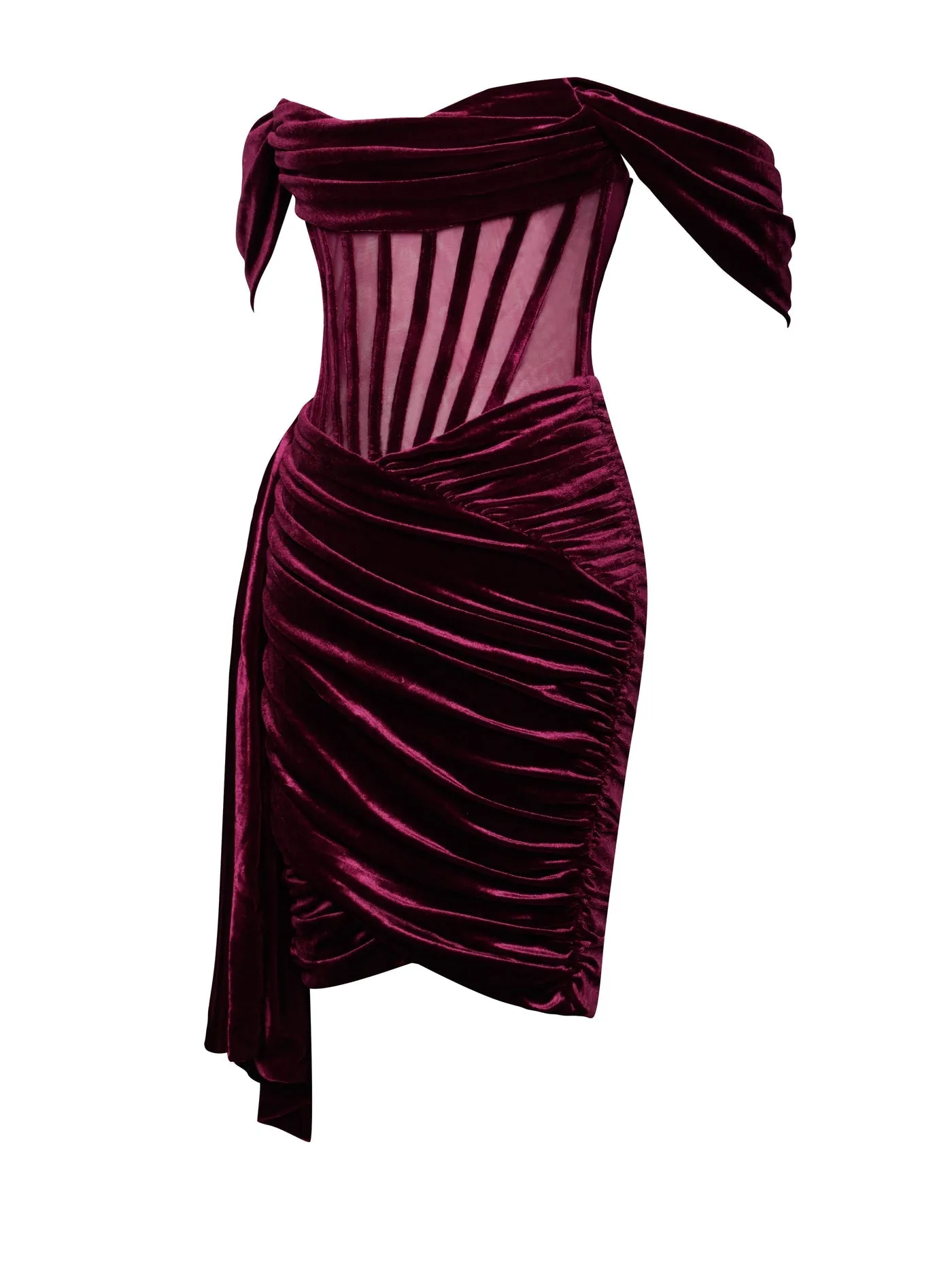 PRE-ORDER Valentina Velvet Corset Dress x Burgundy