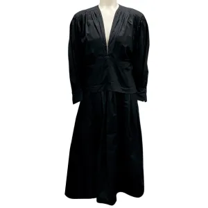 Proenza Schouler Black Poplin V-Neck Midi Dress