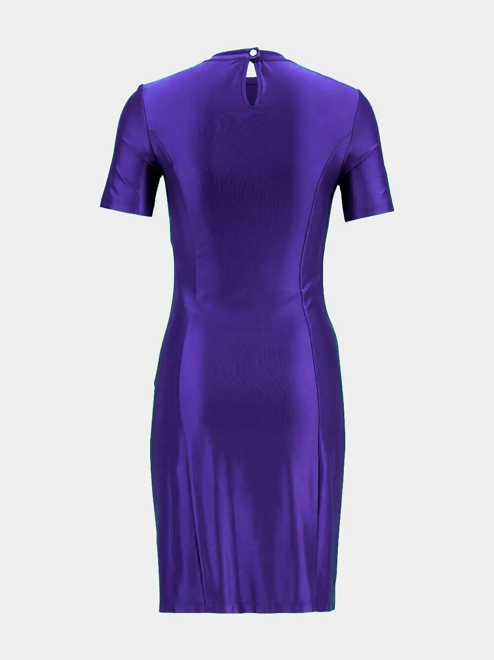 Purple Draped Mini Dress with Snap Detailing