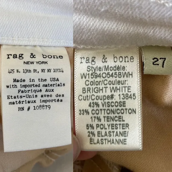 Rag &amp; Bone Bright White Crop Flare Jeans size 27