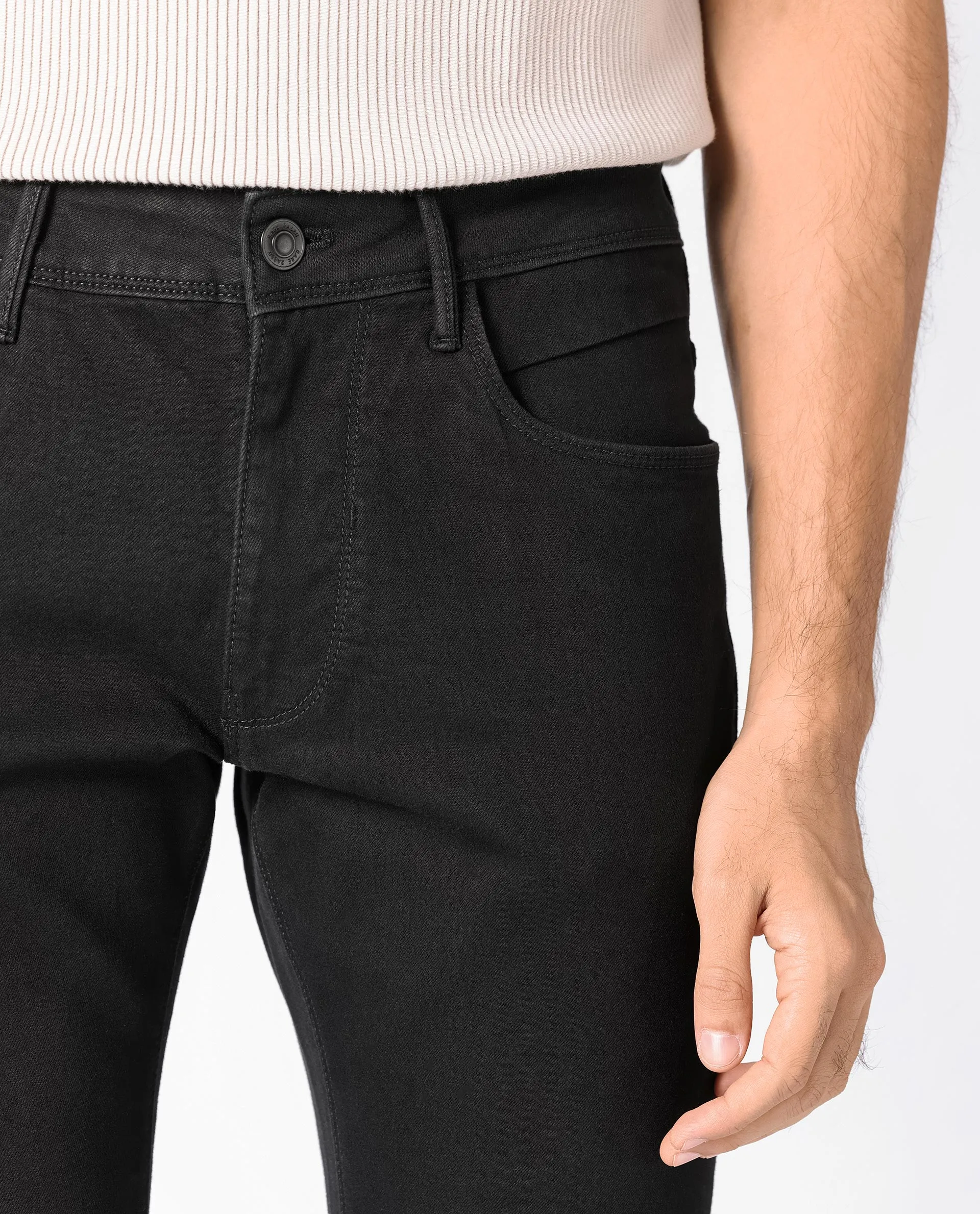 Rare Rabbit Men's Hawkins Black Rinse Wash Mid-Rise Slim Fit Jeans