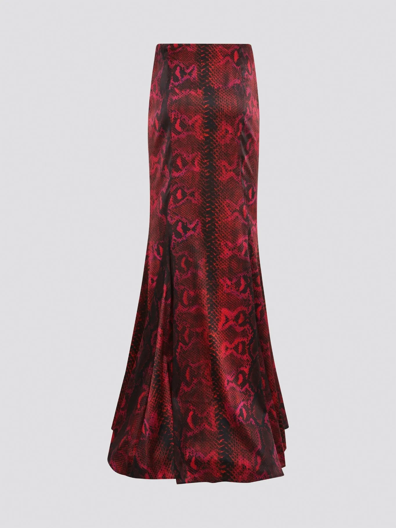 Red Snake Print Draped Skirt