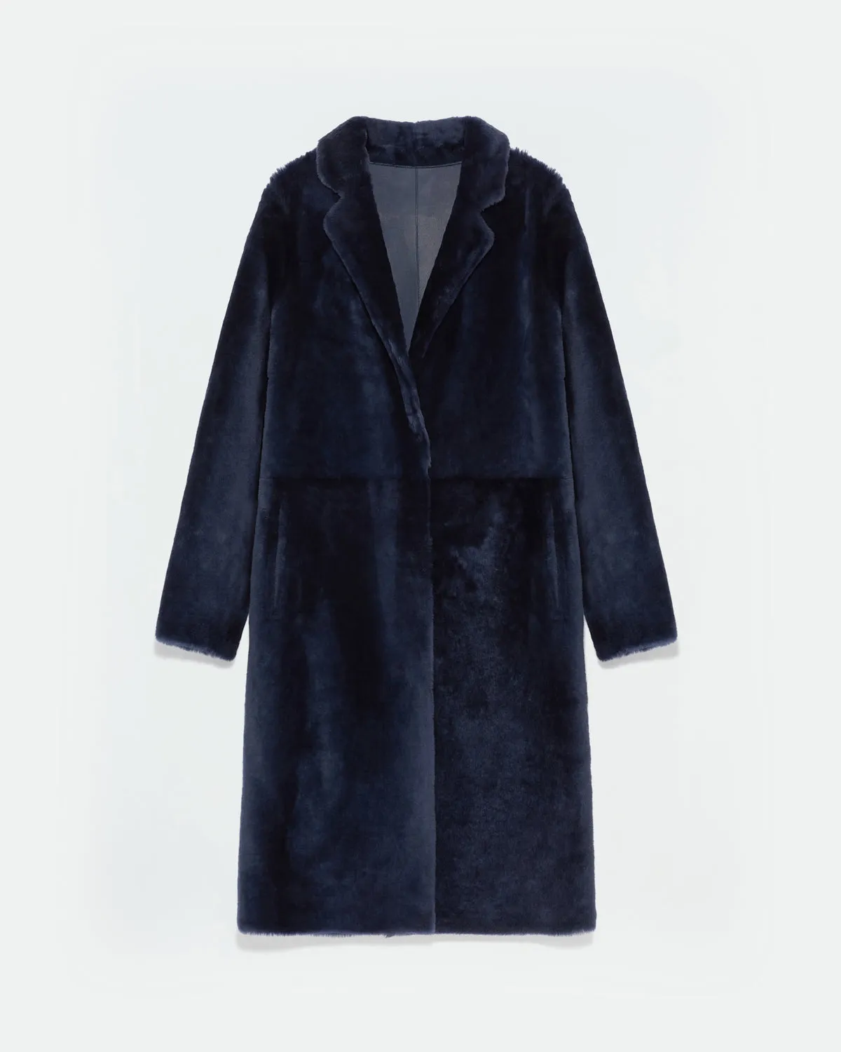 Reversible merino shearling coat