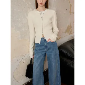 Ribbed Knit Zip Cardigan