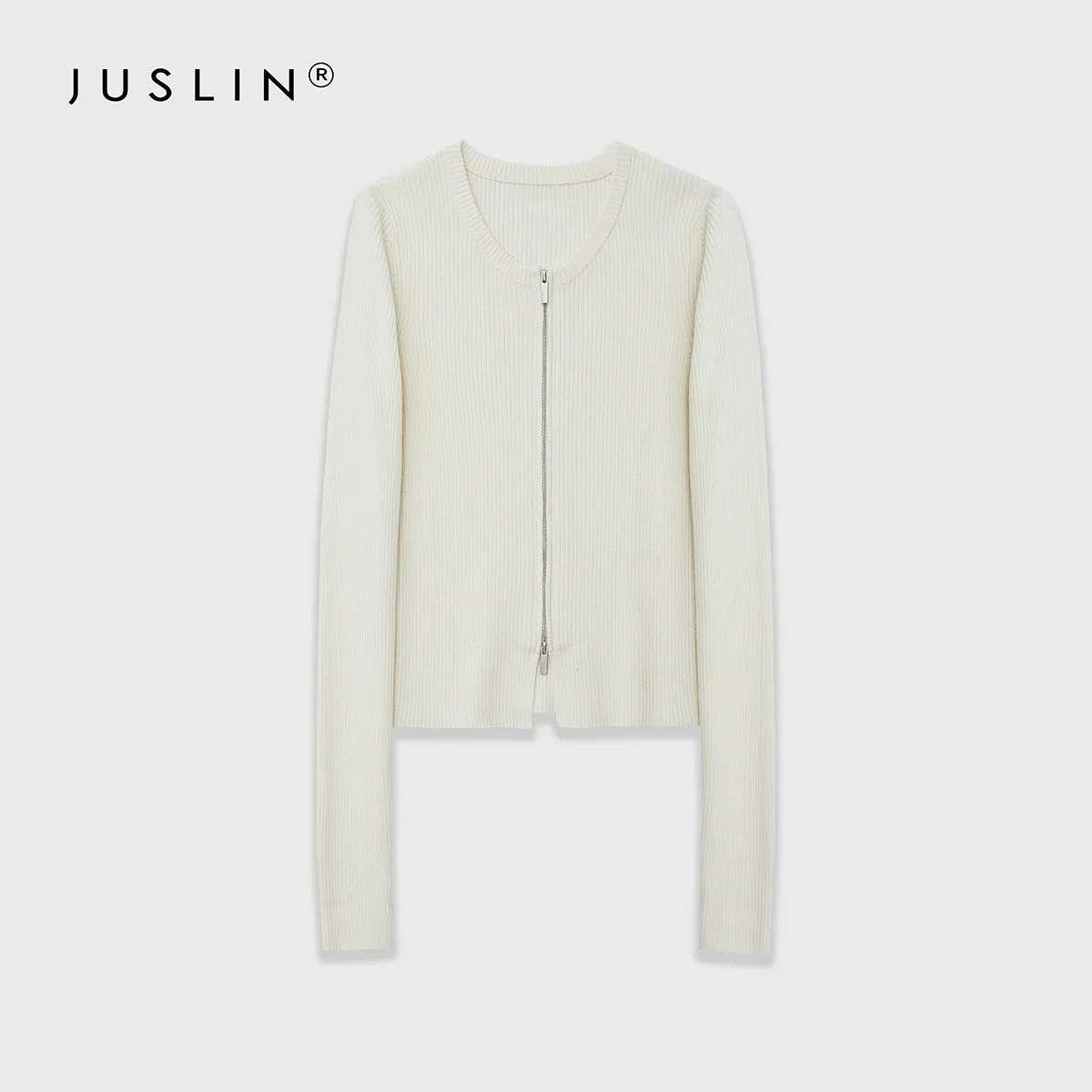 Ribbed Knit Zip Cardigan