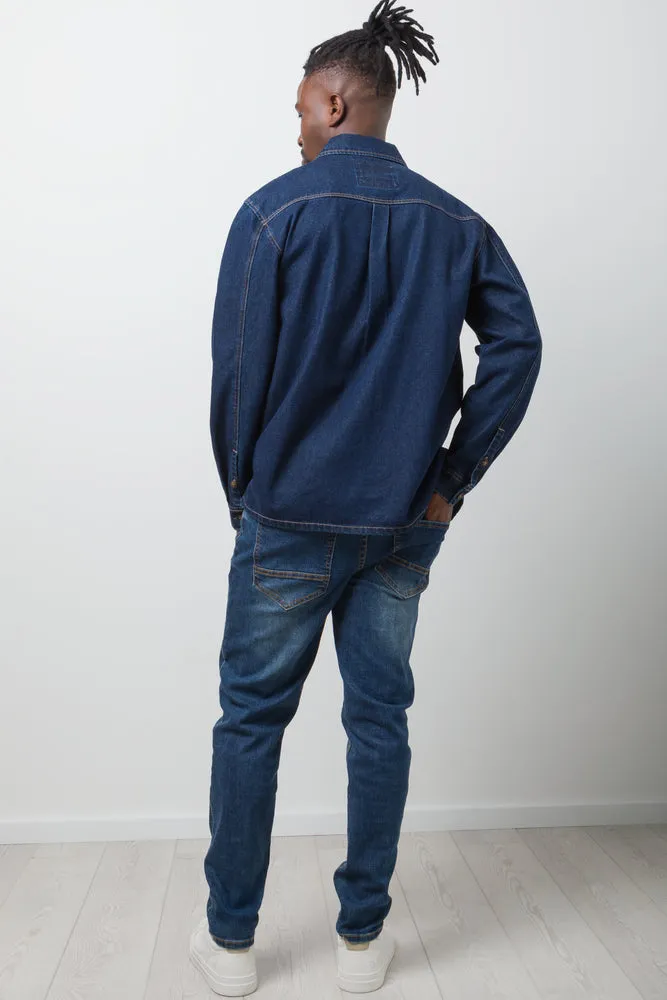 Ripped Skinny Denim Jeans Dark Blue