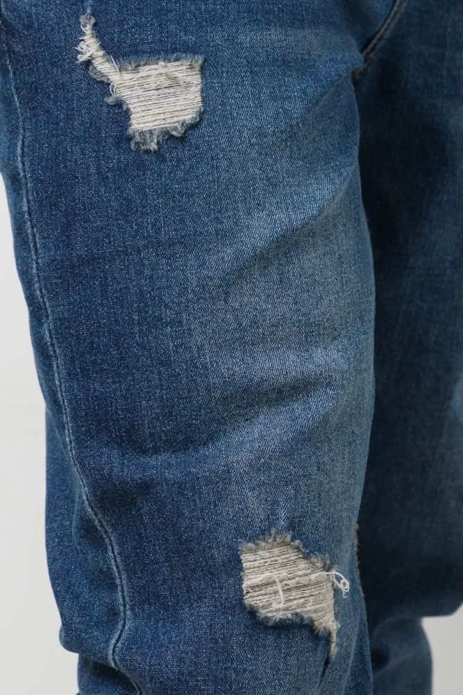 Ripped Skinny Denim Jeans Dark Blue
