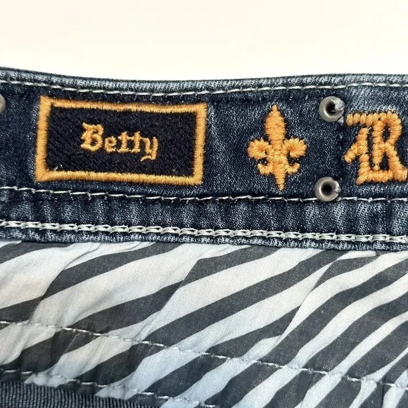 Rock Revival Jeans Womens Size 28 Betty Straight Embroidered Bling Blue Denim