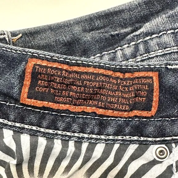 Rock Revival Jeans Womens Size 28 Betty Straight Embroidered Bling Blue Denim