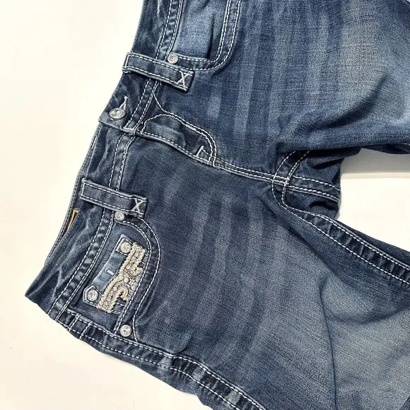 Rock Revival Jeans Womens Size 28 Betty Straight Embroidered Bling Blue Denim