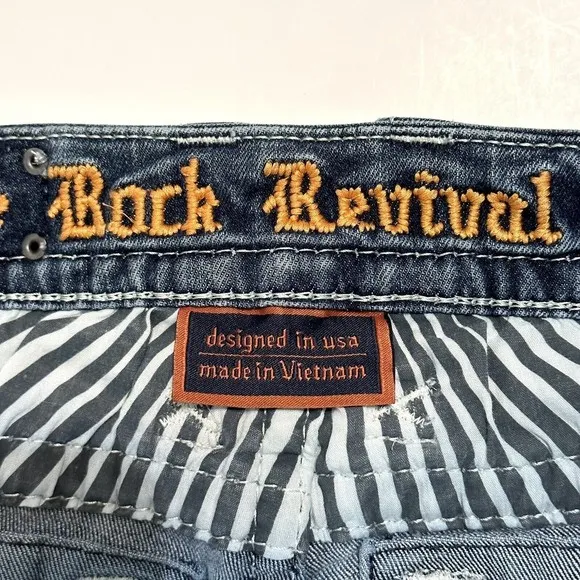 Rock Revival Jeans Womens Size 28 Betty Straight Embroidered Bling Blue Denim