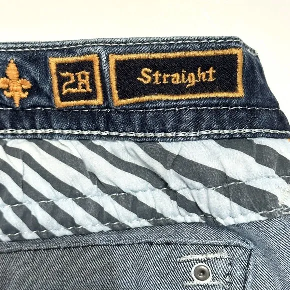 Rock Revival Jeans Womens Size 28 Betty Straight Embroidered Bling Blue Denim