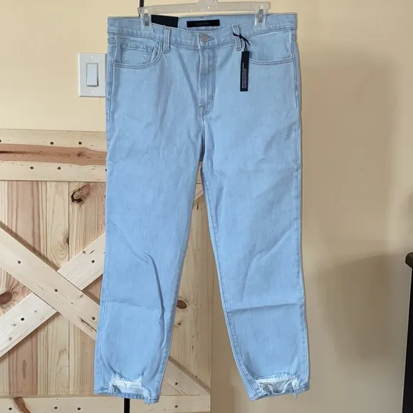 Ruby High Rise Crop Cigarette Jeans In Surf Destruct