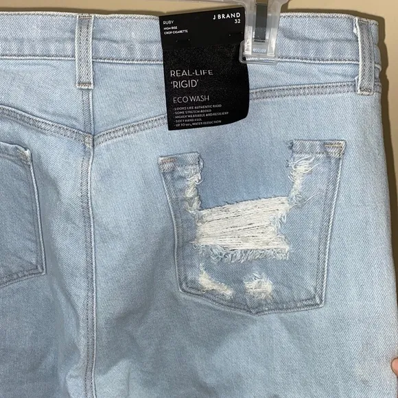 Ruby High Rise Crop Cigarette Jeans In Surf Destruct