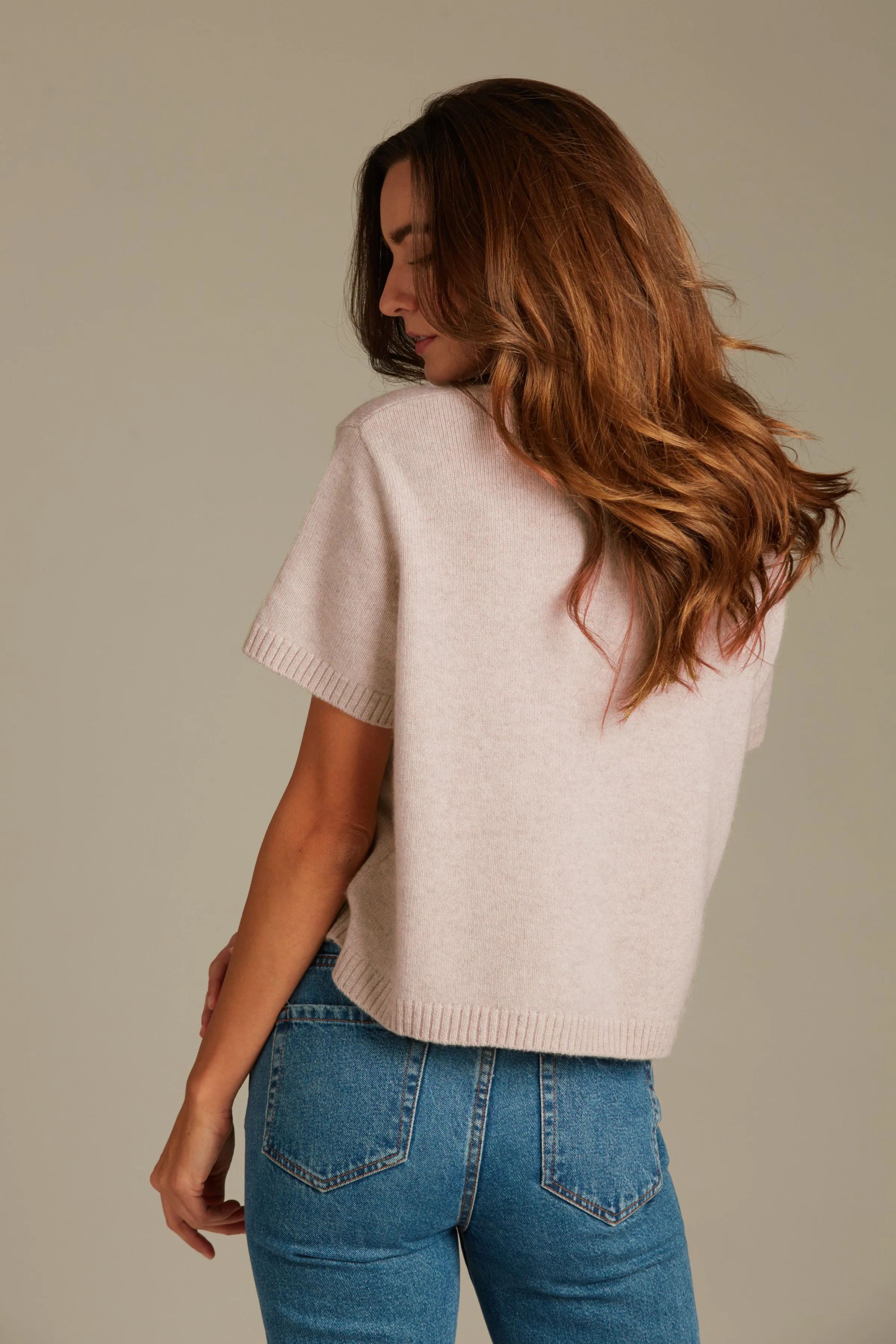Sadie Cashmere Cropped Top - Dusty Pink