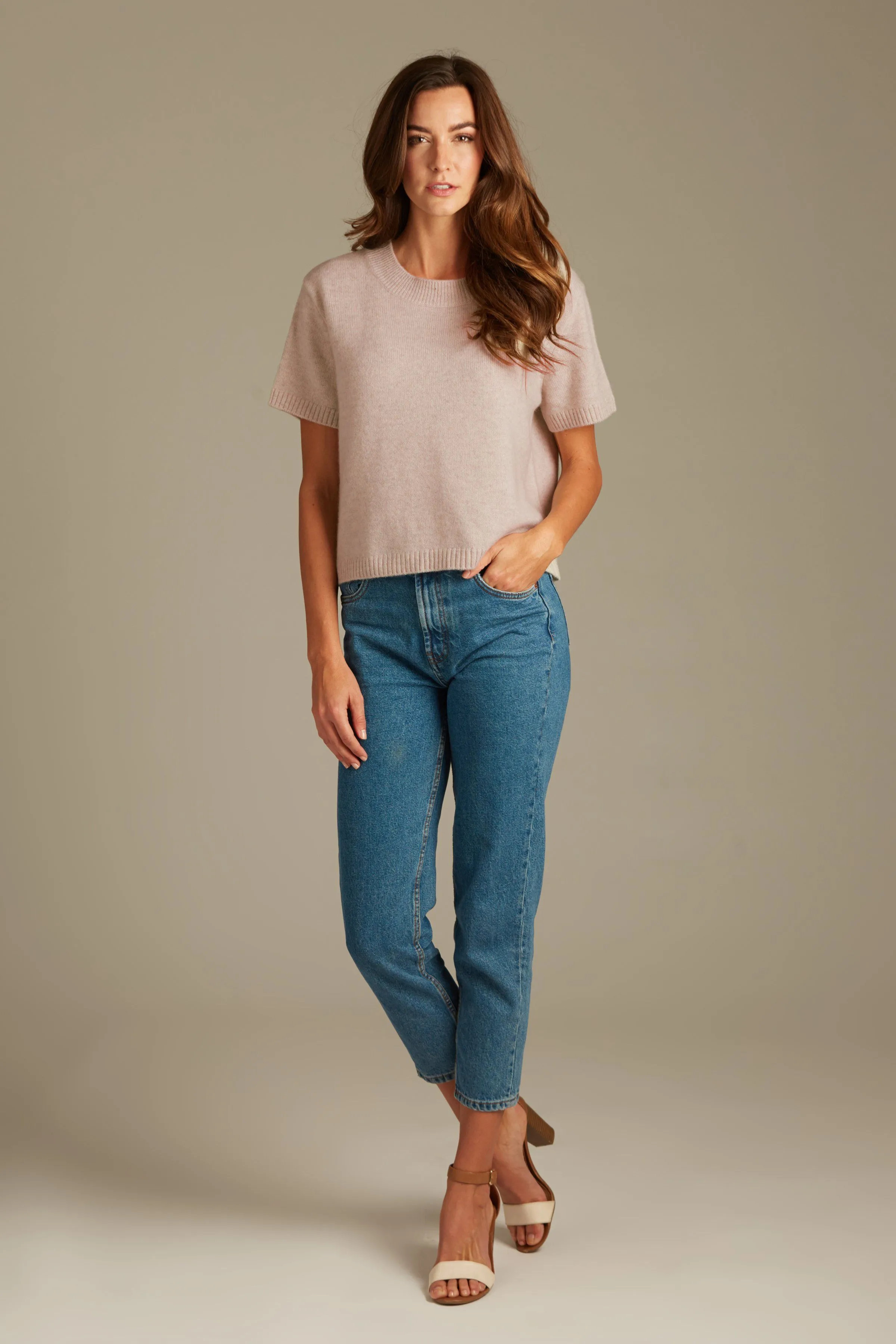 Sadie Cashmere Cropped Top - Dusty Pink