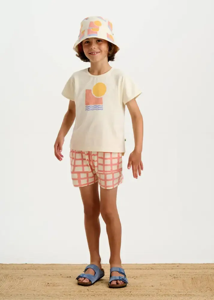 Sailor - Terracotta Checker Jersey Baby & Kids Shorts