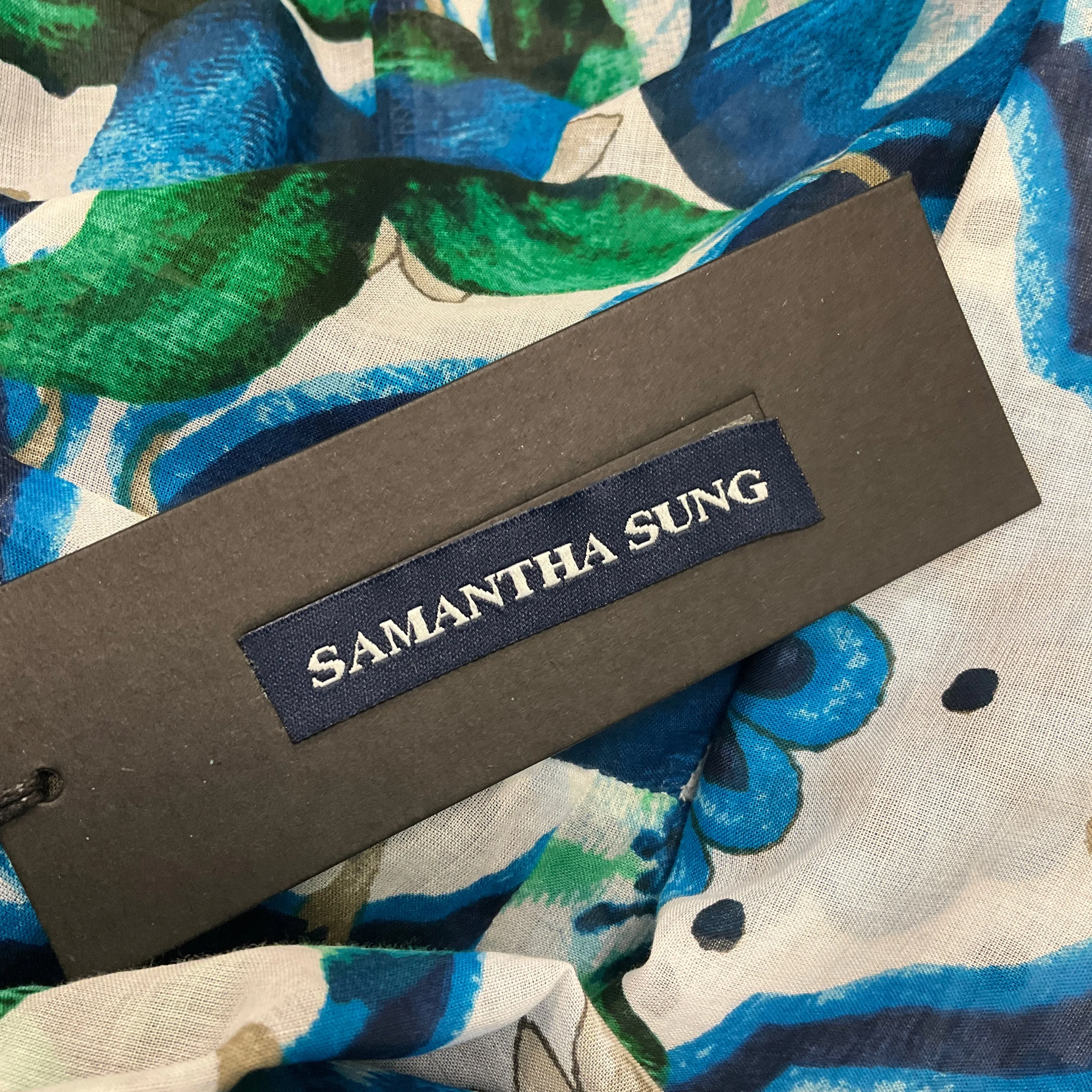 Samantha Sung Sea Blue Amanda Sicilian Lemon Boat Midi Dress