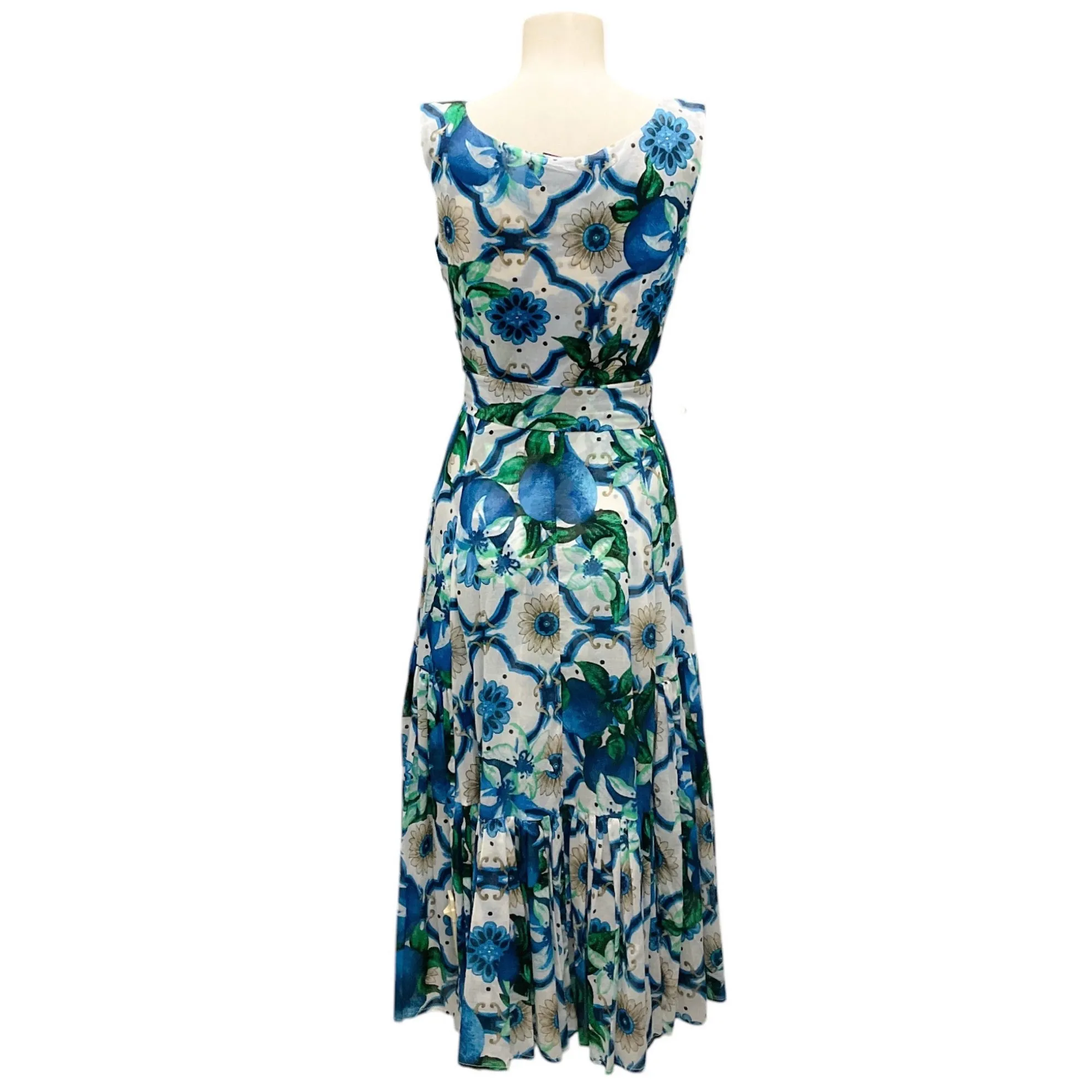 Samantha Sung Sea Blue Amanda Sicilian Lemon Boat Midi Dress
