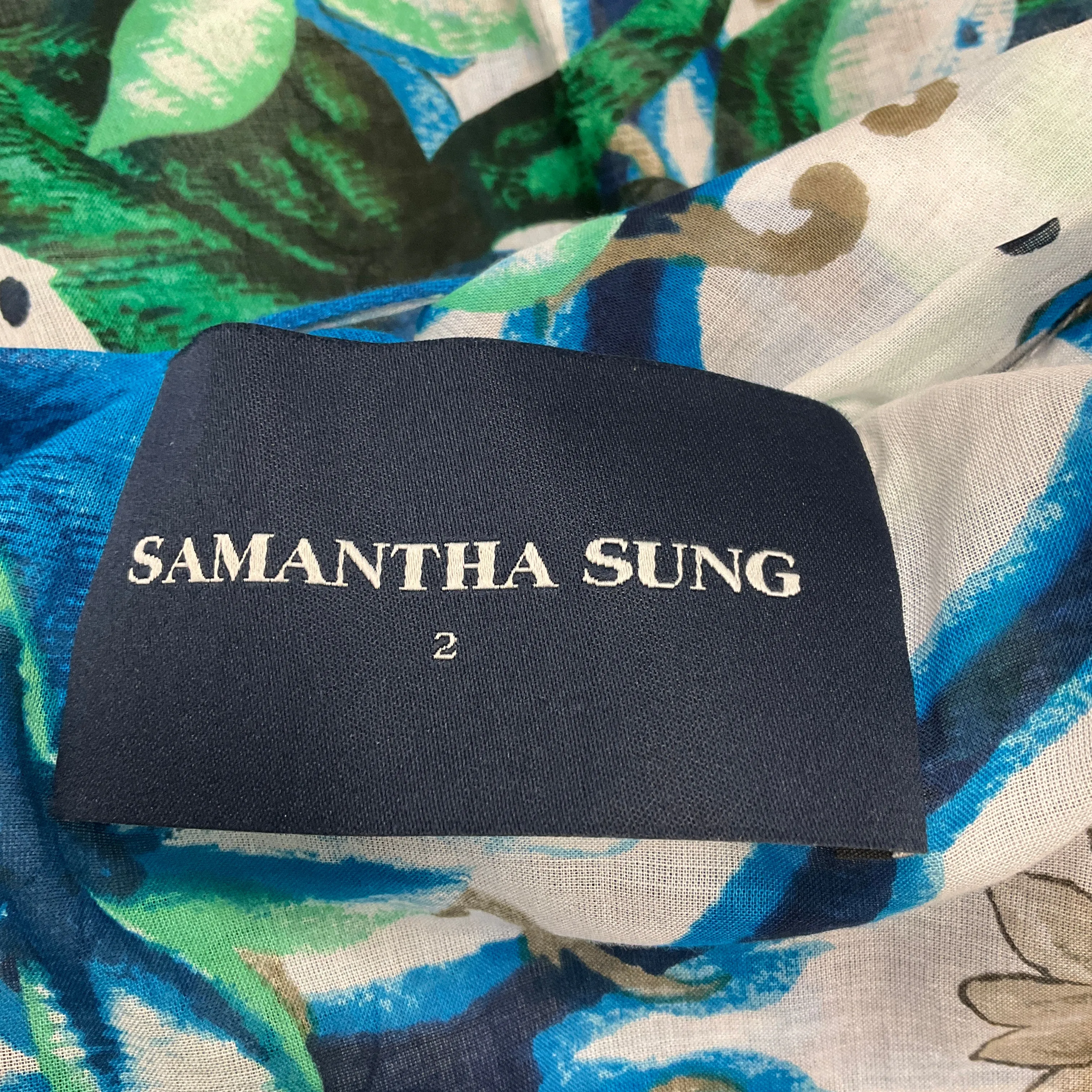Samantha Sung Sea Blue Amanda Sicilian Lemon Boat Midi Dress