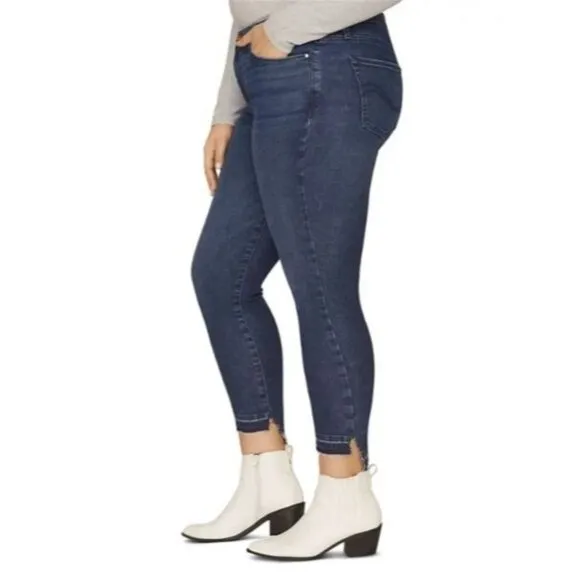 Sanctuary Curve Social Standard Step Hem Skinny Ankle Jeans 18W Elysian Blue NWT