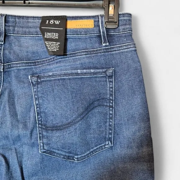 Sanctuary Curve Social Standard Step Hem Skinny Ankle Jeans 18W Elysian Blue NWT