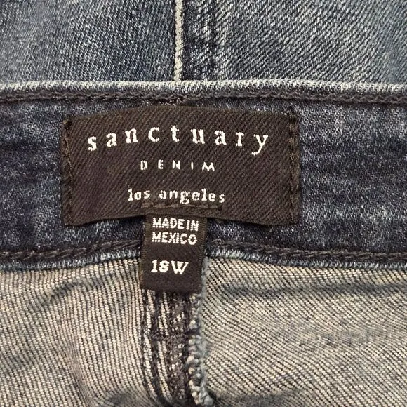 Sanctuary Curve Social Standard Step Hem Skinny Ankle Jeans 18W Elysian Blue NWT