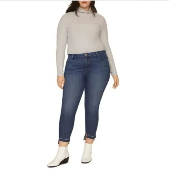 Sanctuary Curve Social Standard Step Hem Skinny Ankle Jeans 18W Elysian Blue NWT