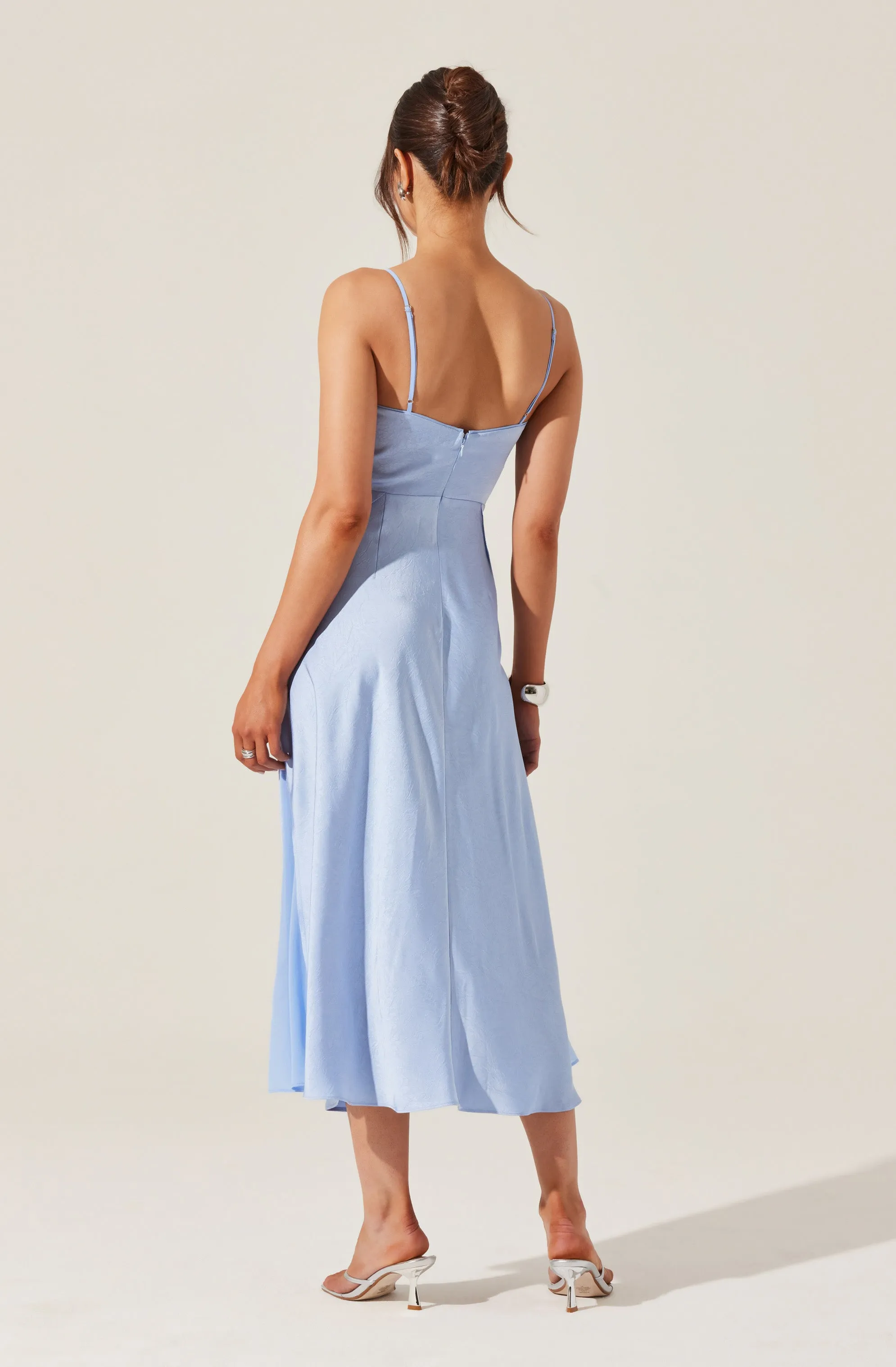 Satin Straight Neck Midi Dress