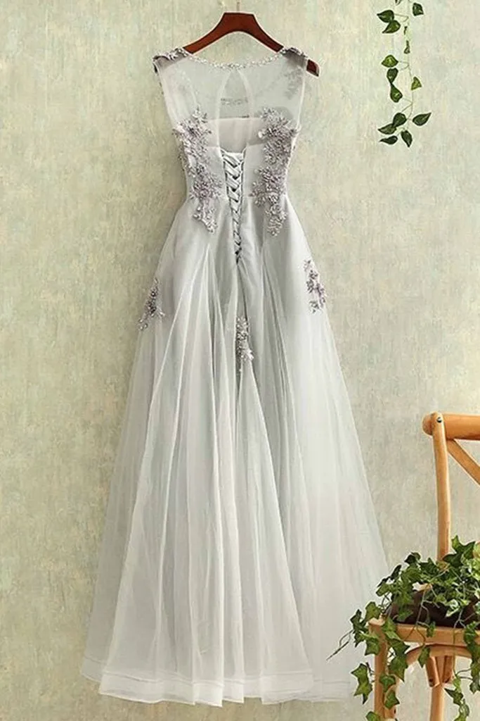 Scoop  A-line Lace Appliques Formal Elegant Bridesmaid Dresses, wedding guest dress, PD0343