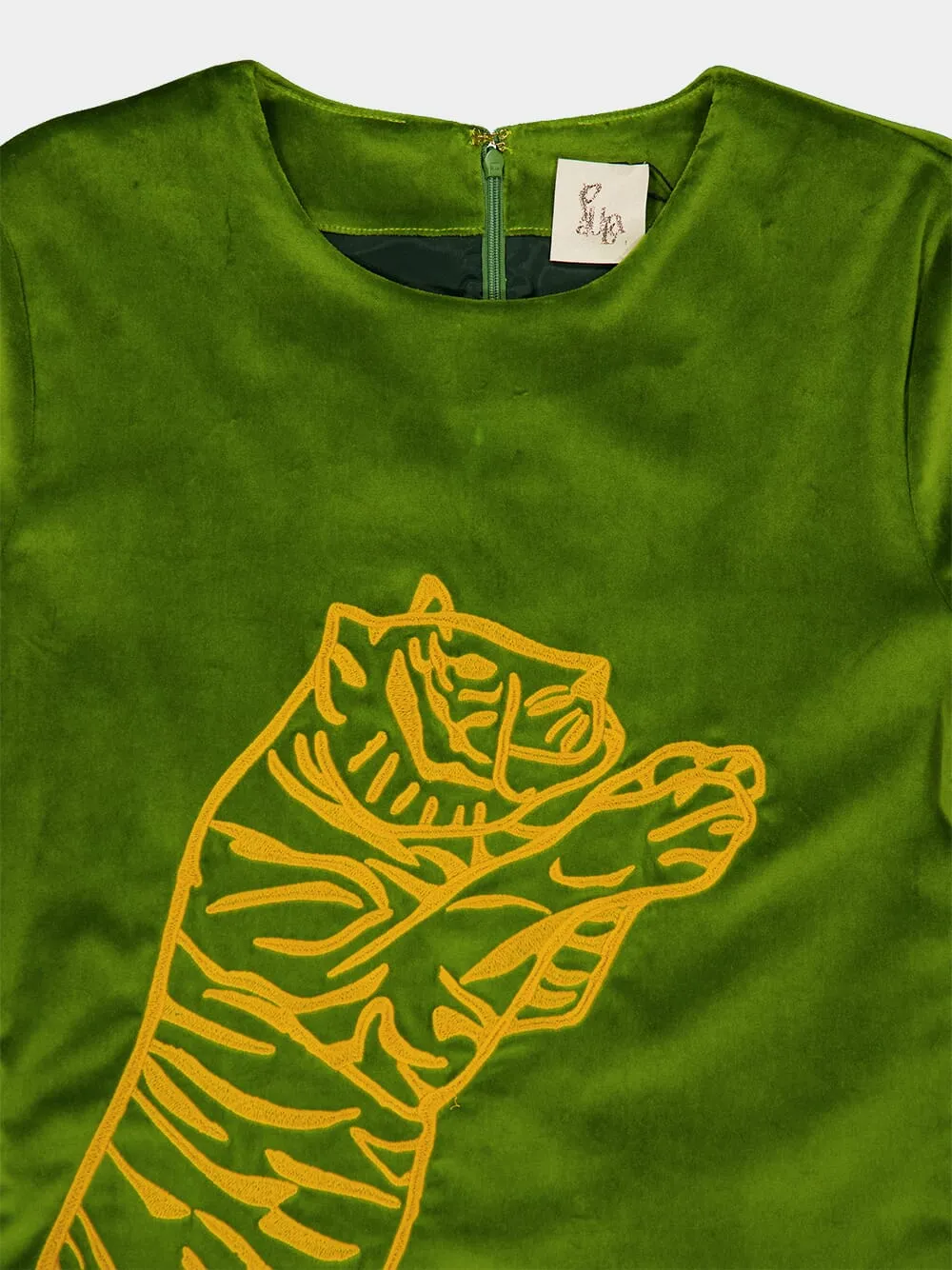Selene Garden Green Velvet Dress