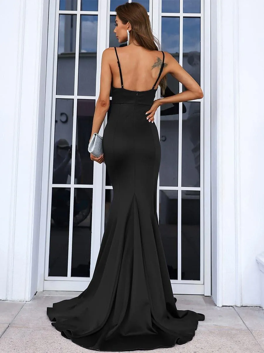 Sequin Insert Backless Mermaid Evening Dress XJ514