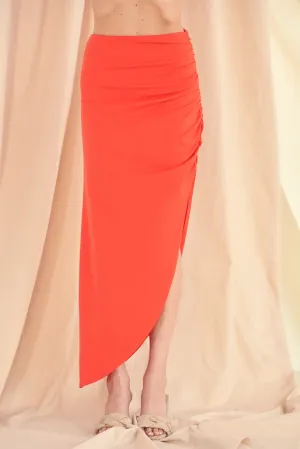 Side Ruched Midi Skirt