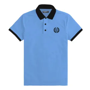Signature Embroidered Contrast Collar Polo - Sky