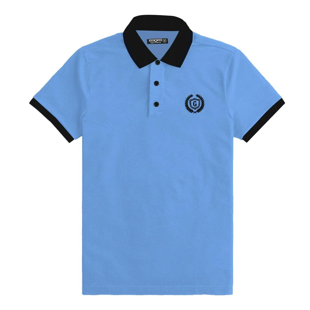Signature Embroidered Contrast Collar Polo - Sky