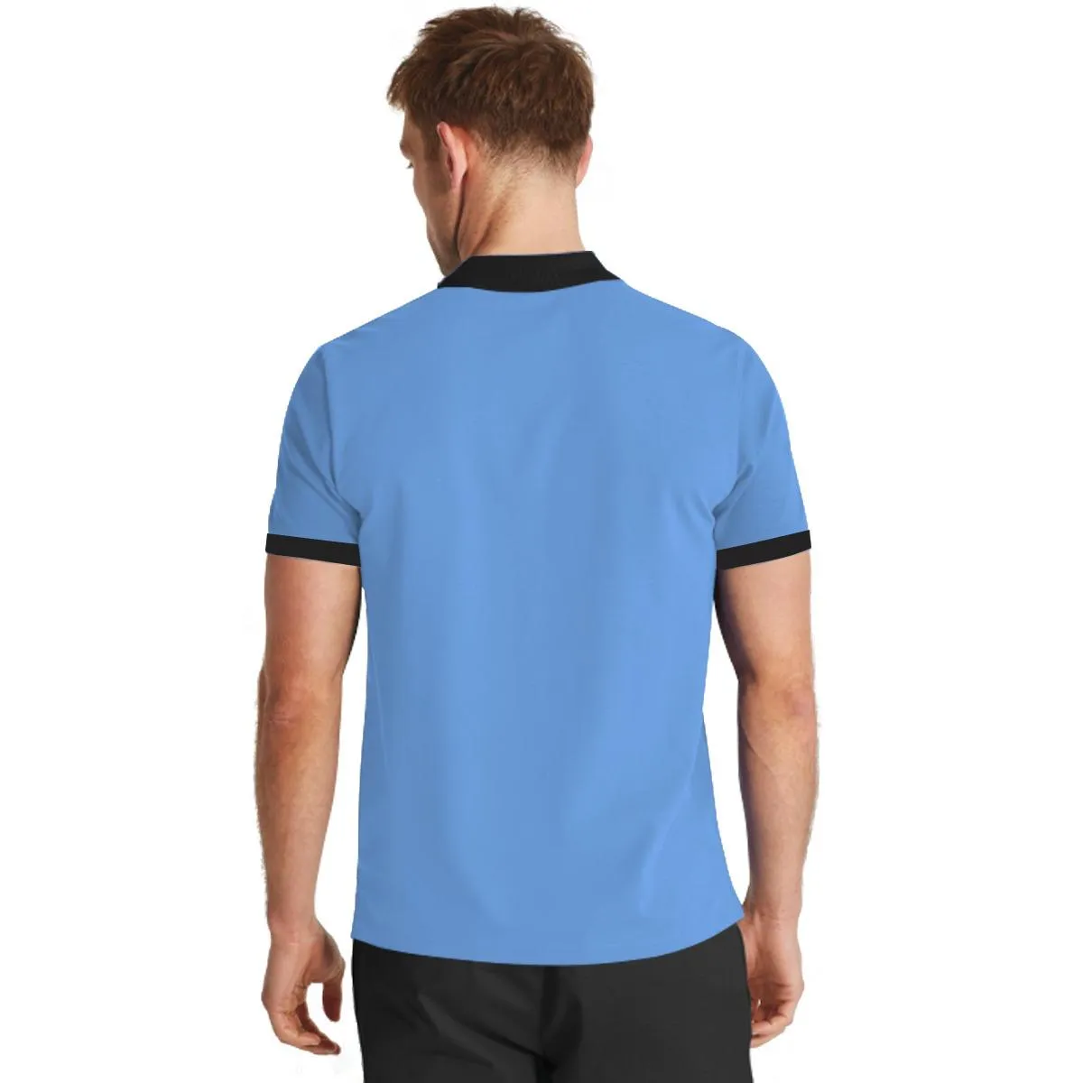 Signature Embroidered Contrast Collar Polo - Sky