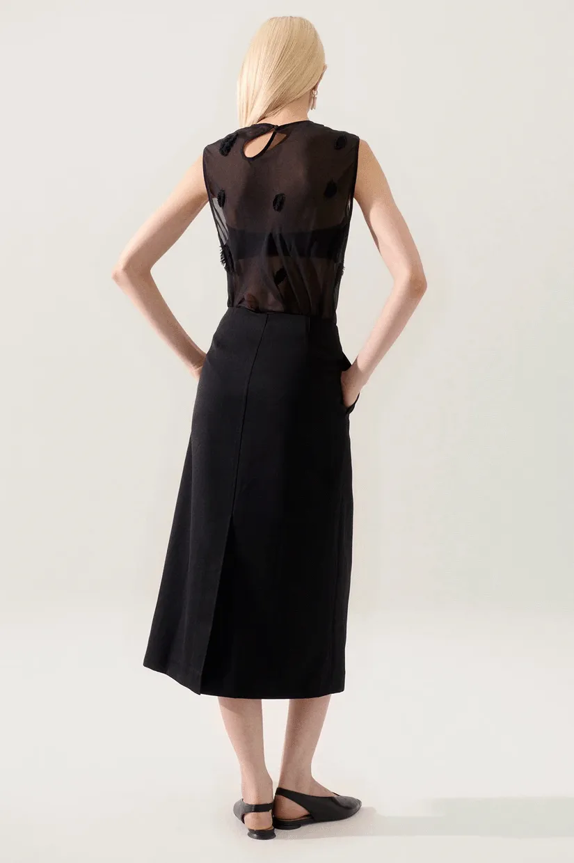Silk Laundry Wool Wrap Skirt - Black