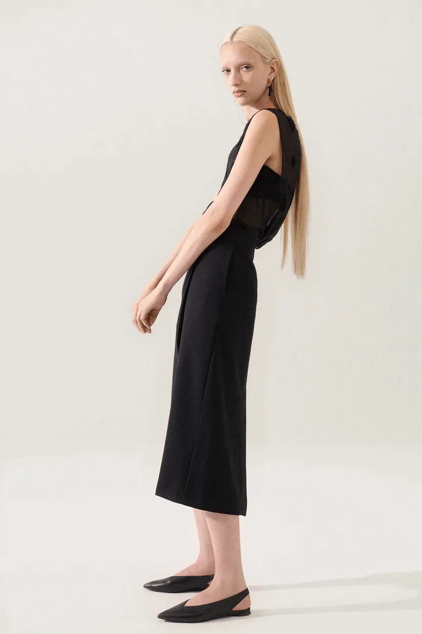 Silk Laundry Wool Wrap Skirt - Black