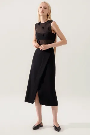 Silk Laundry Wool Wrap Skirt - Black