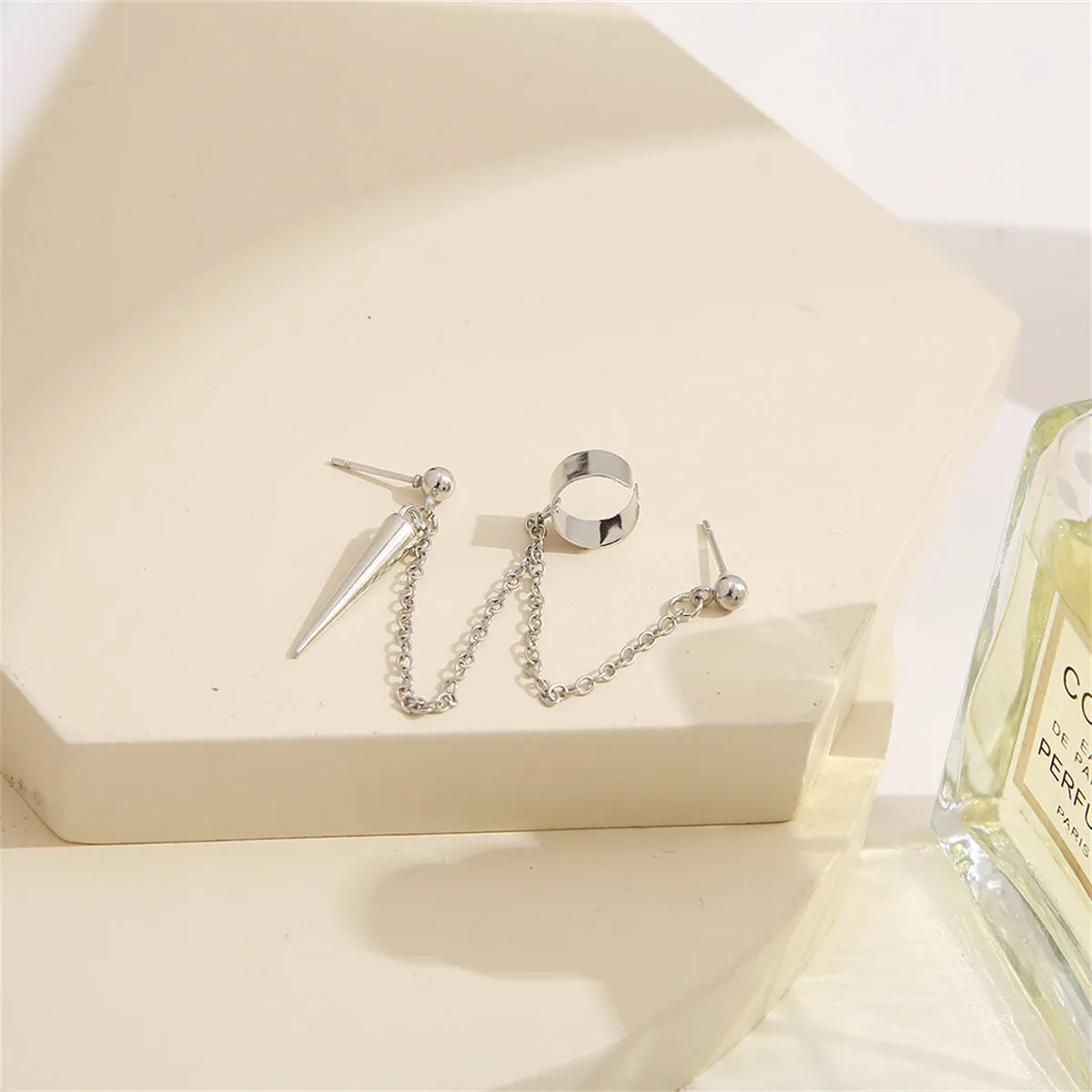 Silver-Plated Awl Dangle Earring & Ear Cuff Set