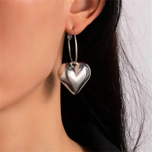 Silver-Plated Heart Hoop Drop Earrings