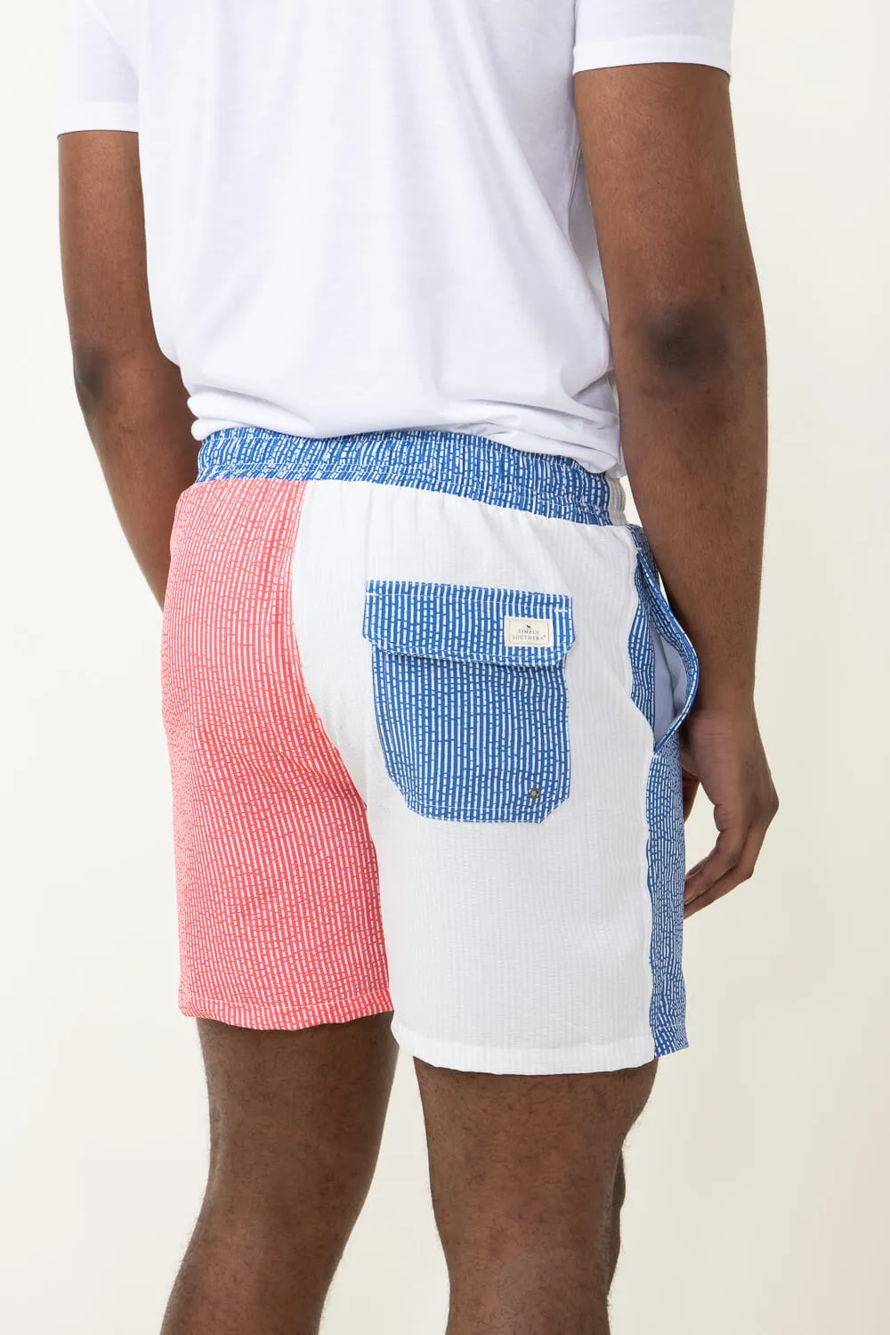 Simply Southern Vertical Stripe Swim Shorts for Men in Red and Blue | PP-0124-MN-SWIMSHORT-RED