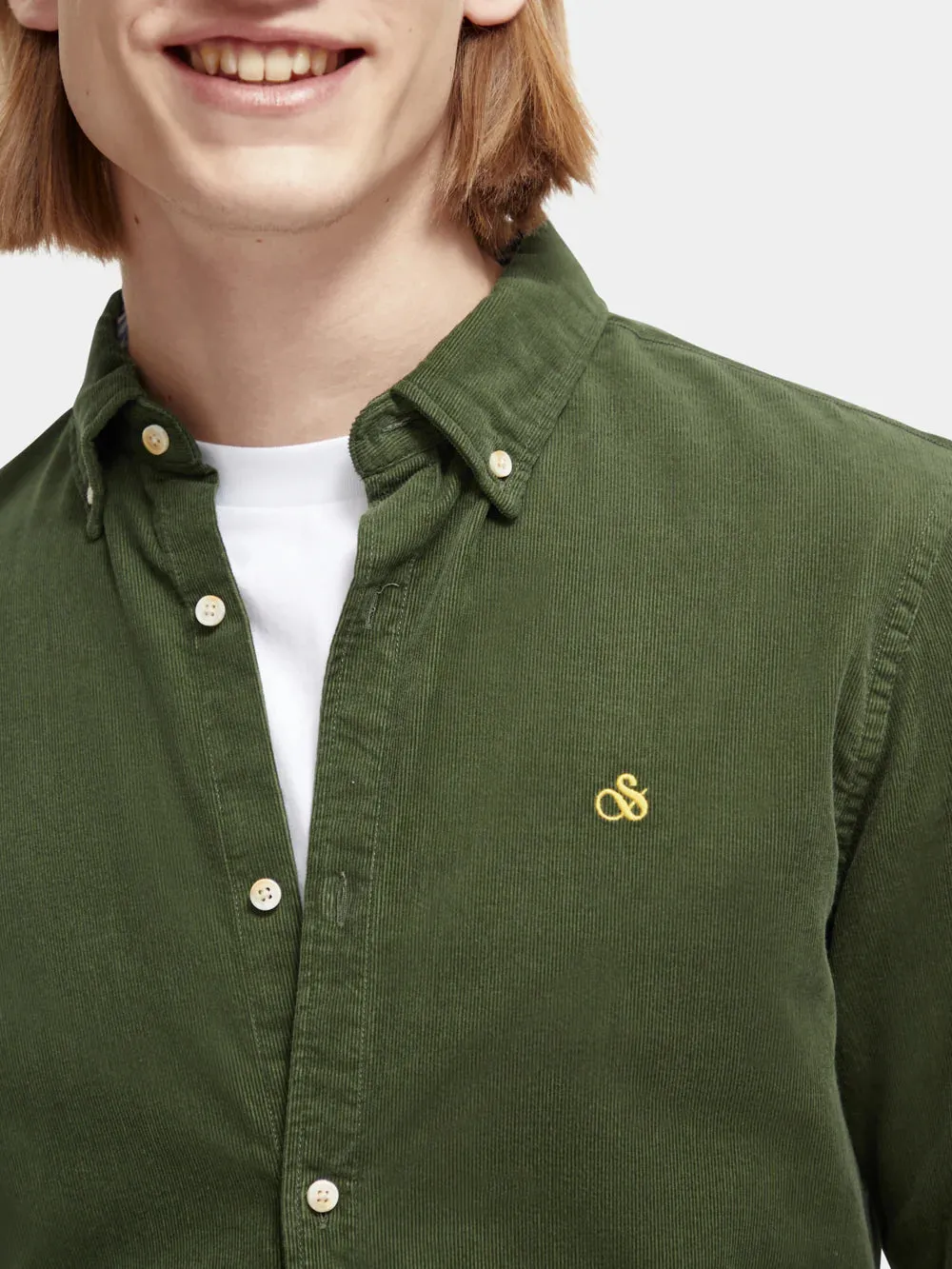 Slim-Fit Corduroy Shirt - Field Green 173080