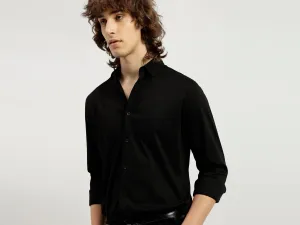 Slim Fit Spread Collar Solid Shirt