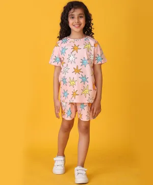 SMILING STAR PINK SHORTS SET - PINK