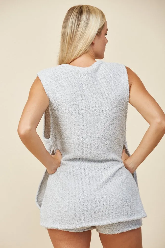 SOFT TEXTURED SLEEVELESS TANK & SHORTS SET W7008CA