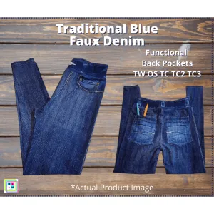 Solid Blue Faux Denim Full Length