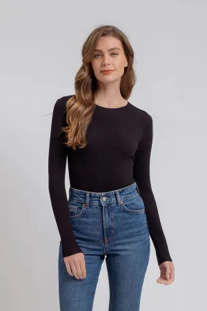 Solid Crew Neck Sweater - Black